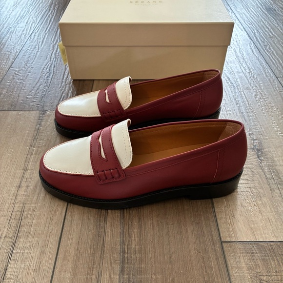BNWT Sezane Andrea Loafers - Terracotta & Cream - Picture 8 of 12